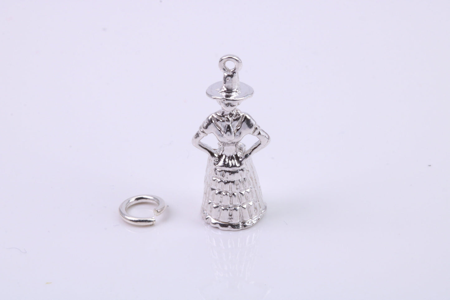 Welsh Lady Charm, Traditional Charm, Made from Solid 925 Grade Sterling Silver, Complete with Attachment Link