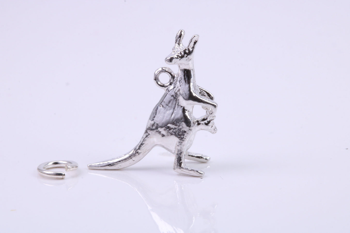Kangaroo Charm, Traditional Charm, Made from Solid 925 Grade Sterling Silver, Complete with Attachment Link