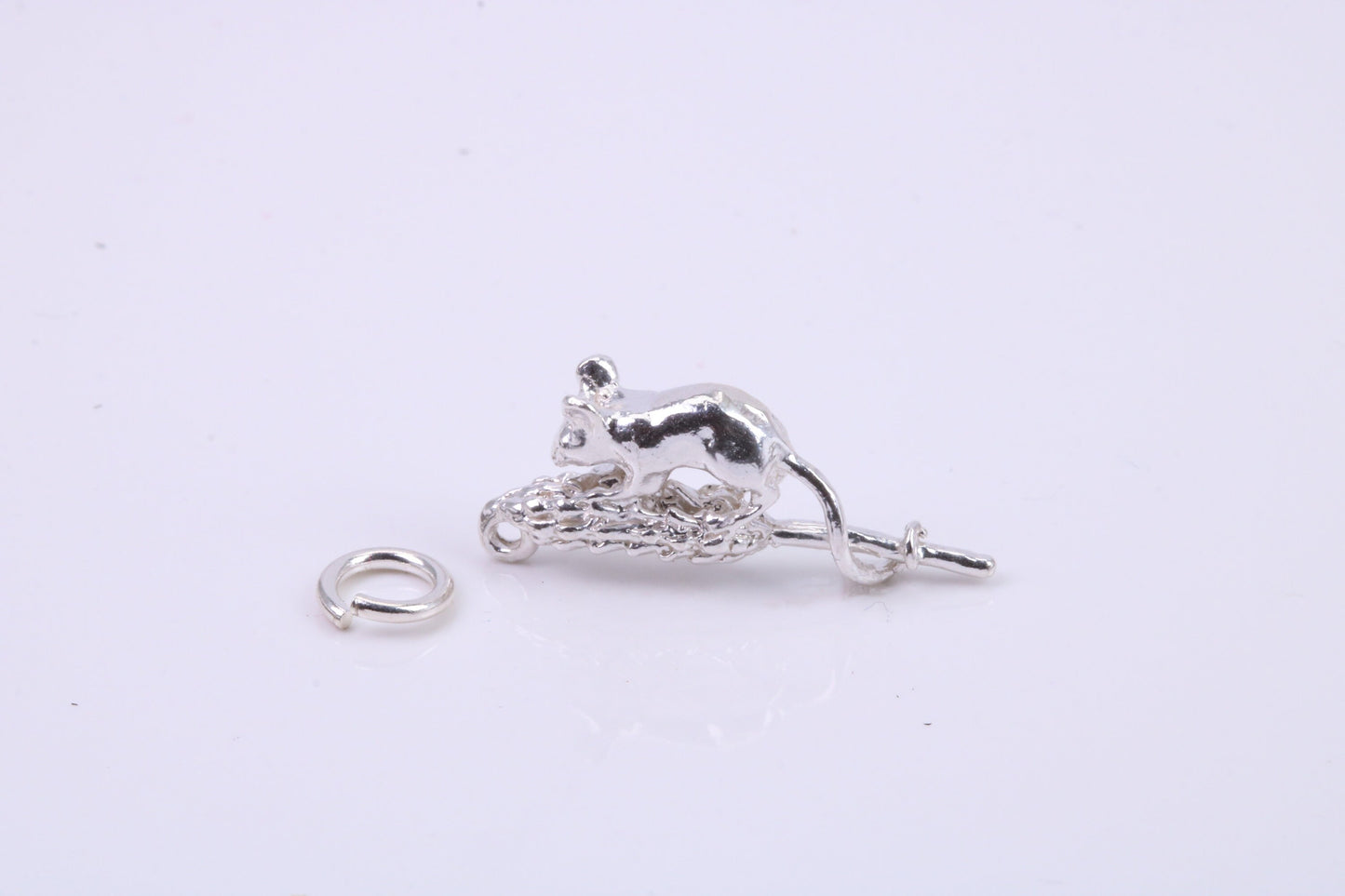 Corn Mouse Charm, Traditional Charm, Made from Solid 925 Grade Sterling Silver, Complete with Attachment Link