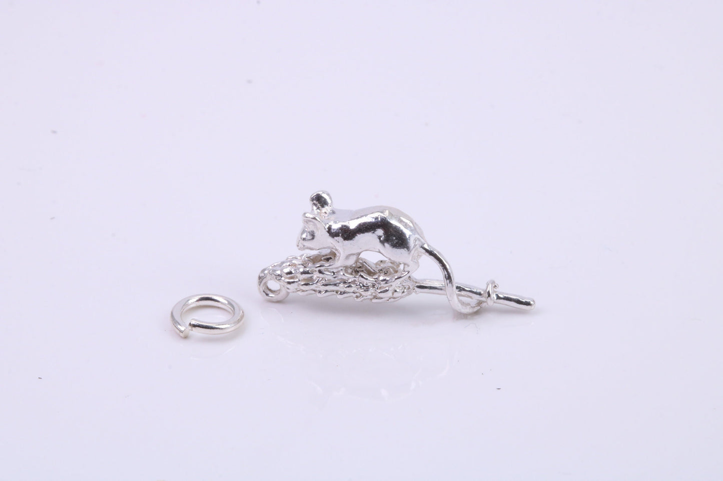 Corn Mouse Charm, Traditional Charm, Made from Solid 925 Grade Sterling Silver, Complete with Attachment Link