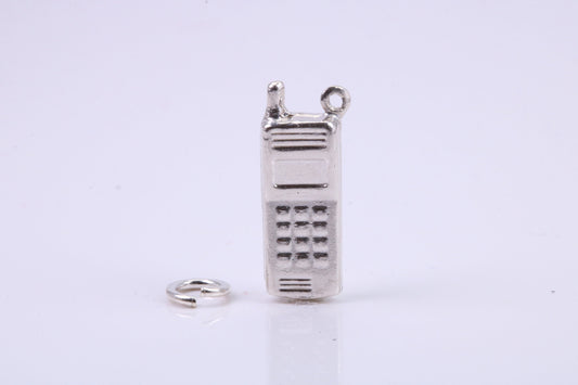 Cell Phone Charm, Traditional Charm, Made from Solid 925 Grade Sterling Silver, Complete with Attachment Link