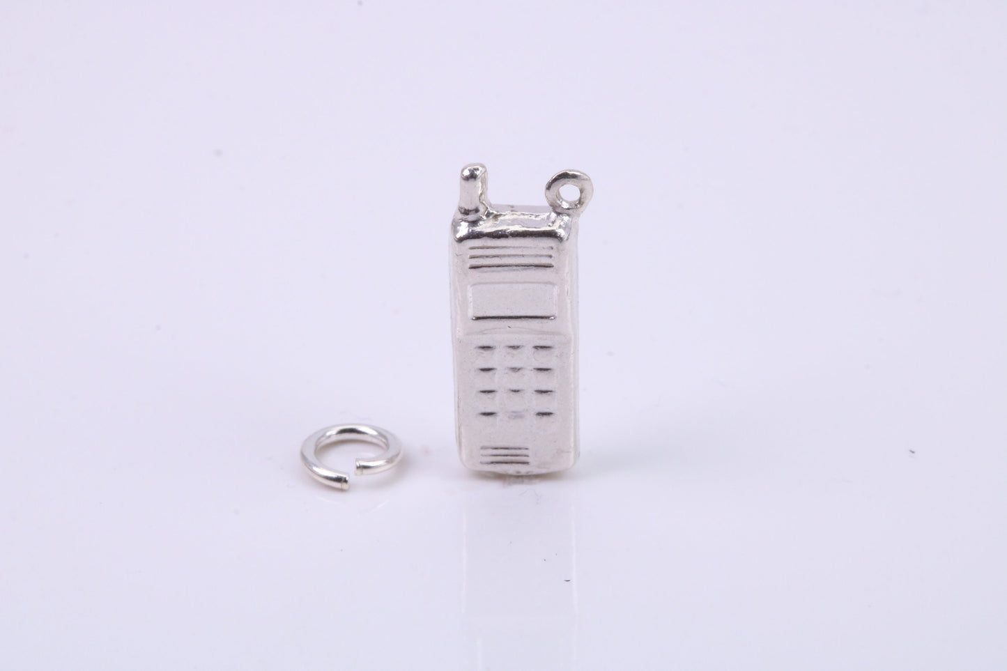 Cell Phone Charm, Traditional Charm, Made from Solid 925 Grade Sterling Silver, Complete with Attachment Link