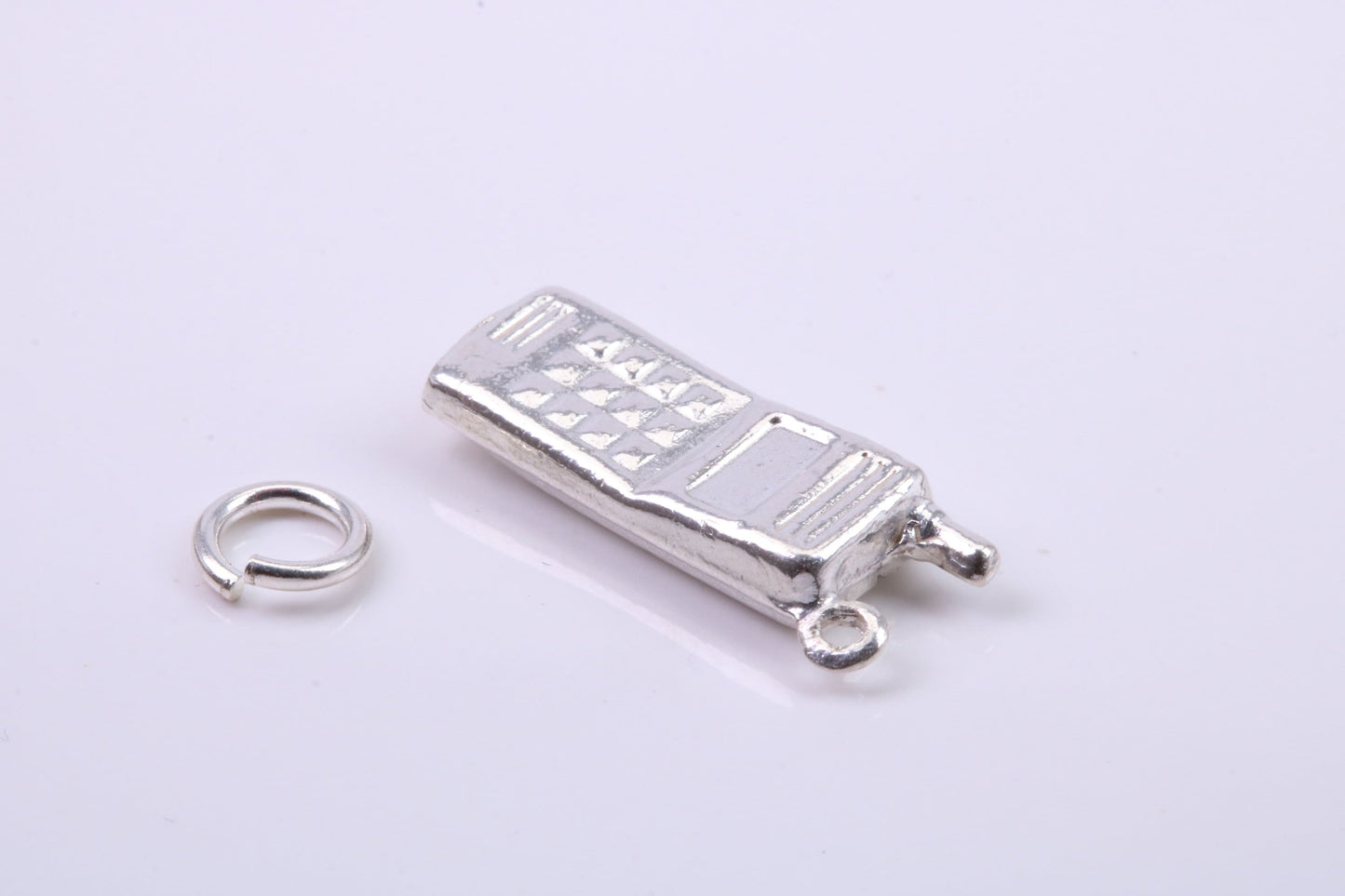Cell Phone Charm, Traditional Charm, Made from Solid 925 Grade Sterling Silver, Complete with Attachment Link