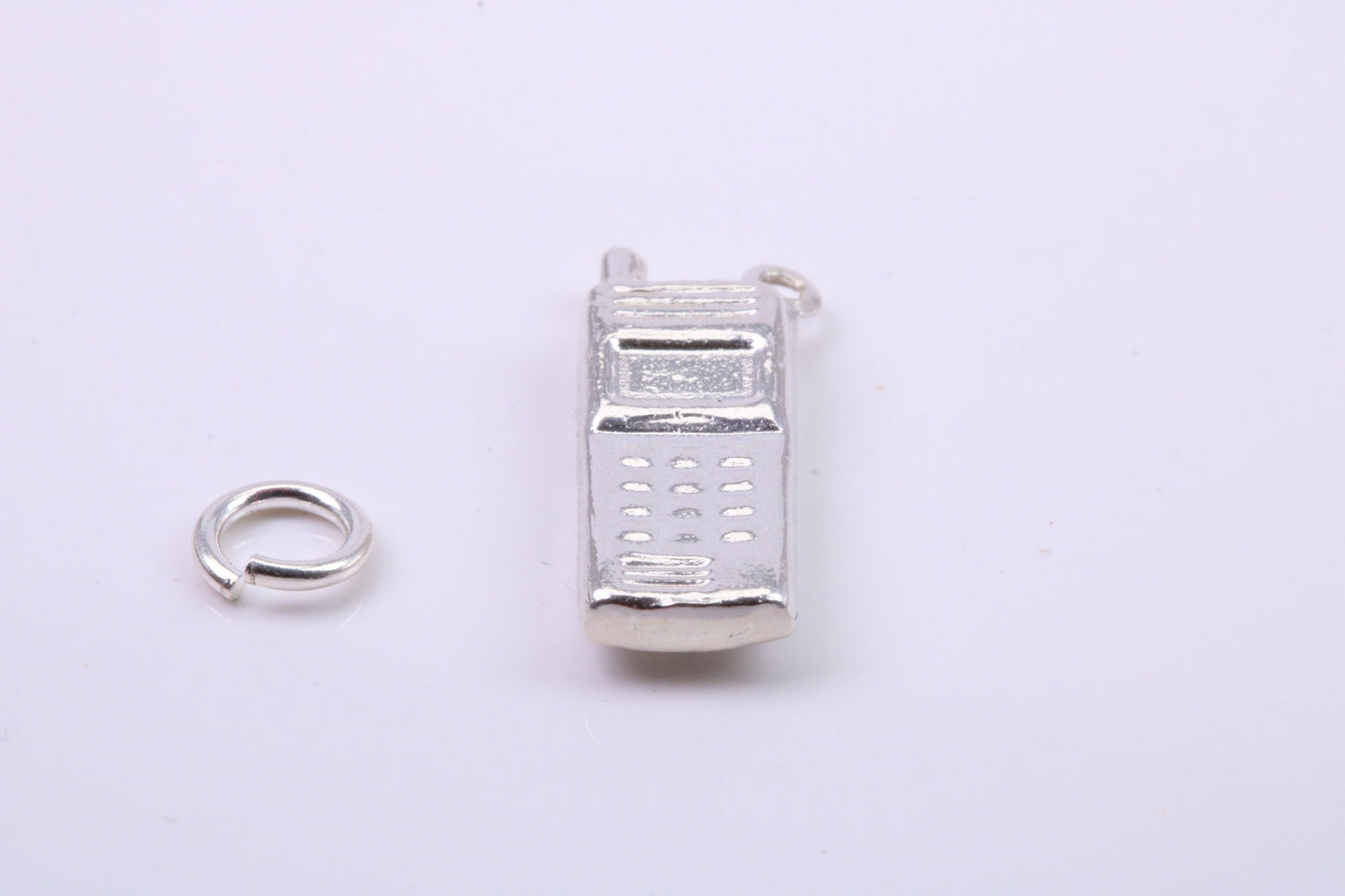 Cell Phone Charm, Traditional Charm, Made from Solid 925 Grade Sterling Silver, Complete with Attachment Link