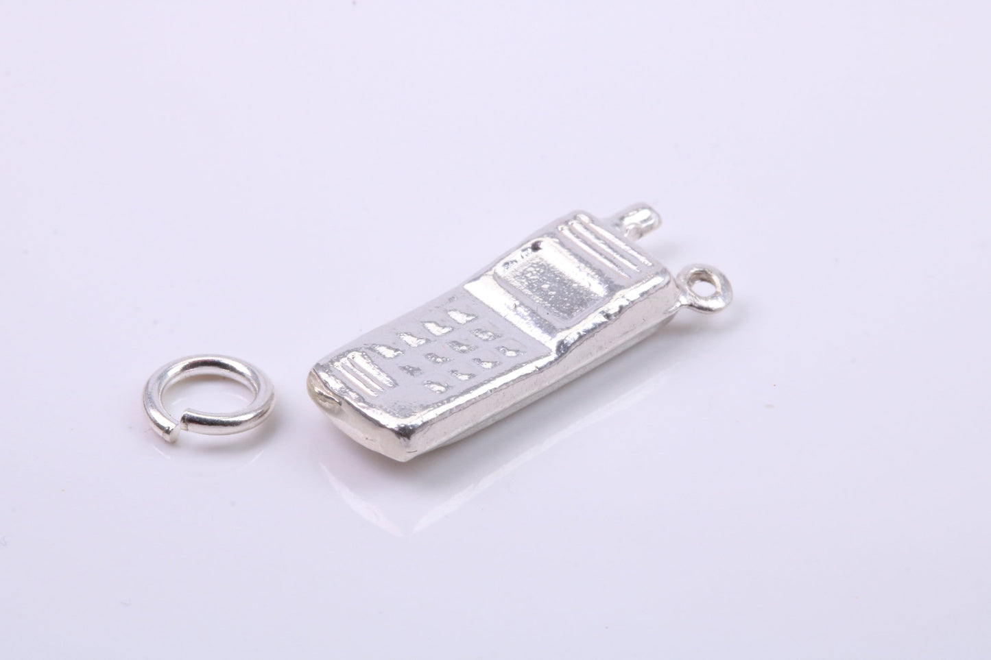 Cell Phone Charm, Traditional Charm, Made from Solid 925 Grade Sterling Silver, Complete with Attachment Link