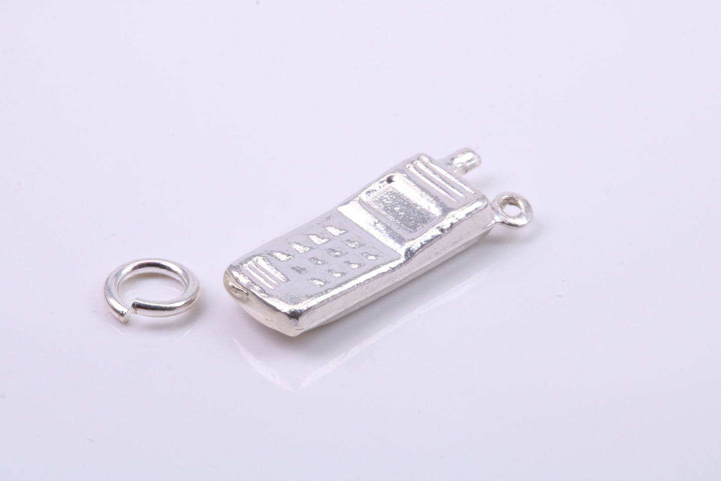 Cell Phone Charm, Traditional Charm, Made from Solid 925 Grade Sterling Silver, Complete with Attachment Link