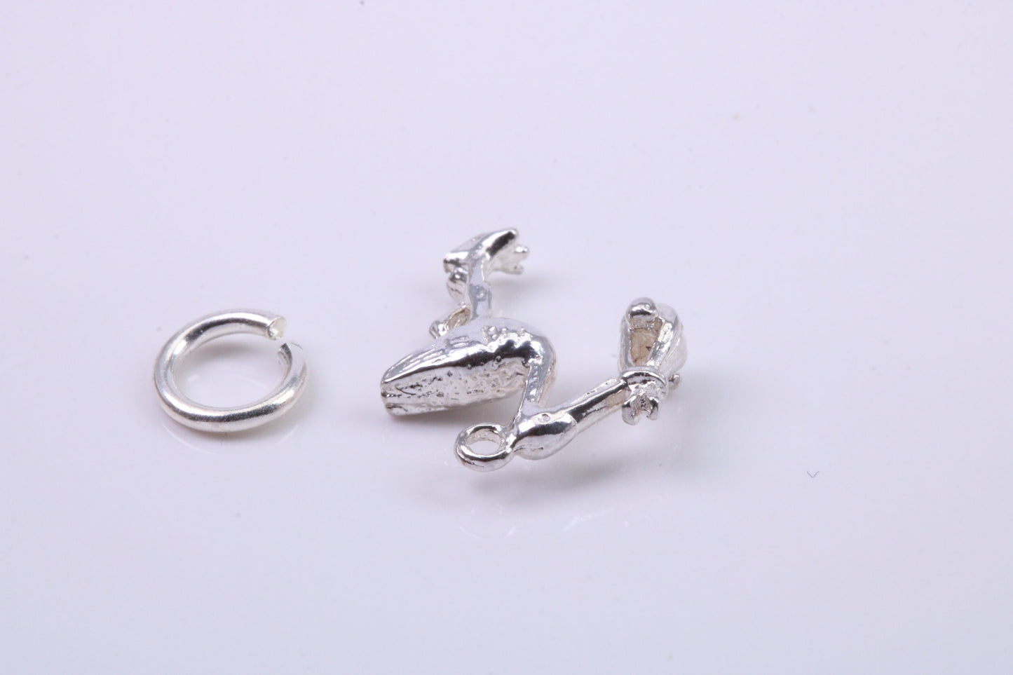 Flying Stork Delivering Baby Charm, Traditional Charm, Made from Solid 925 Grade Sterling Silver, Complete with Attachment Link