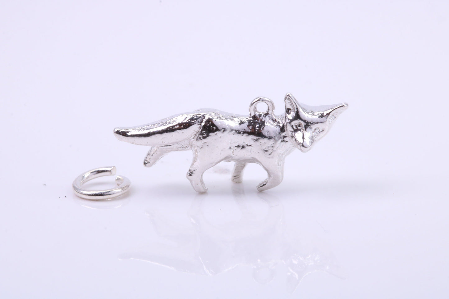 Fox Charm, Traditional Charm, Made from Solid 925 Grade Sterling Silver, Complete with Attachment Link