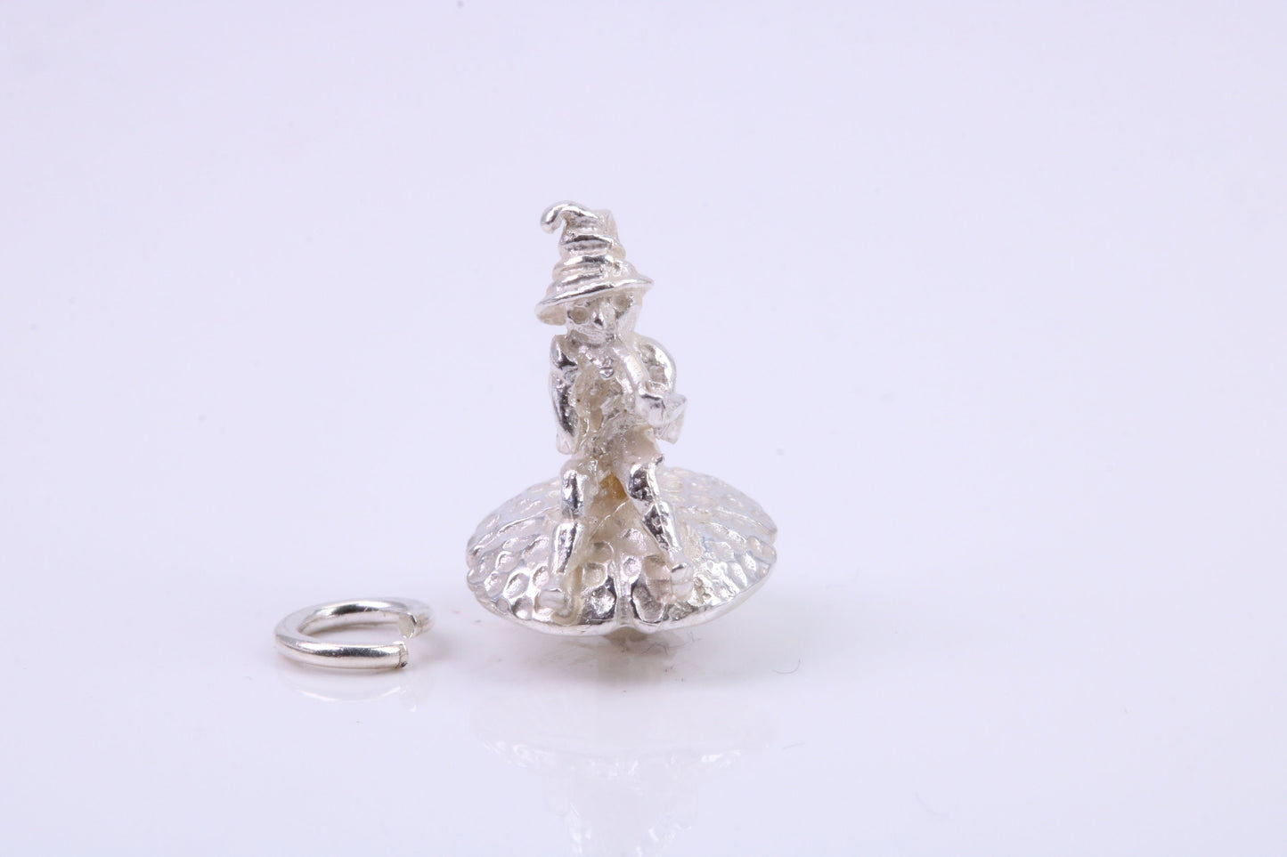 Gnome on Toadstool Charm, Traditional Charm, Made from Solid 925 Grade Sterling Silver, Complete with Attachment Link