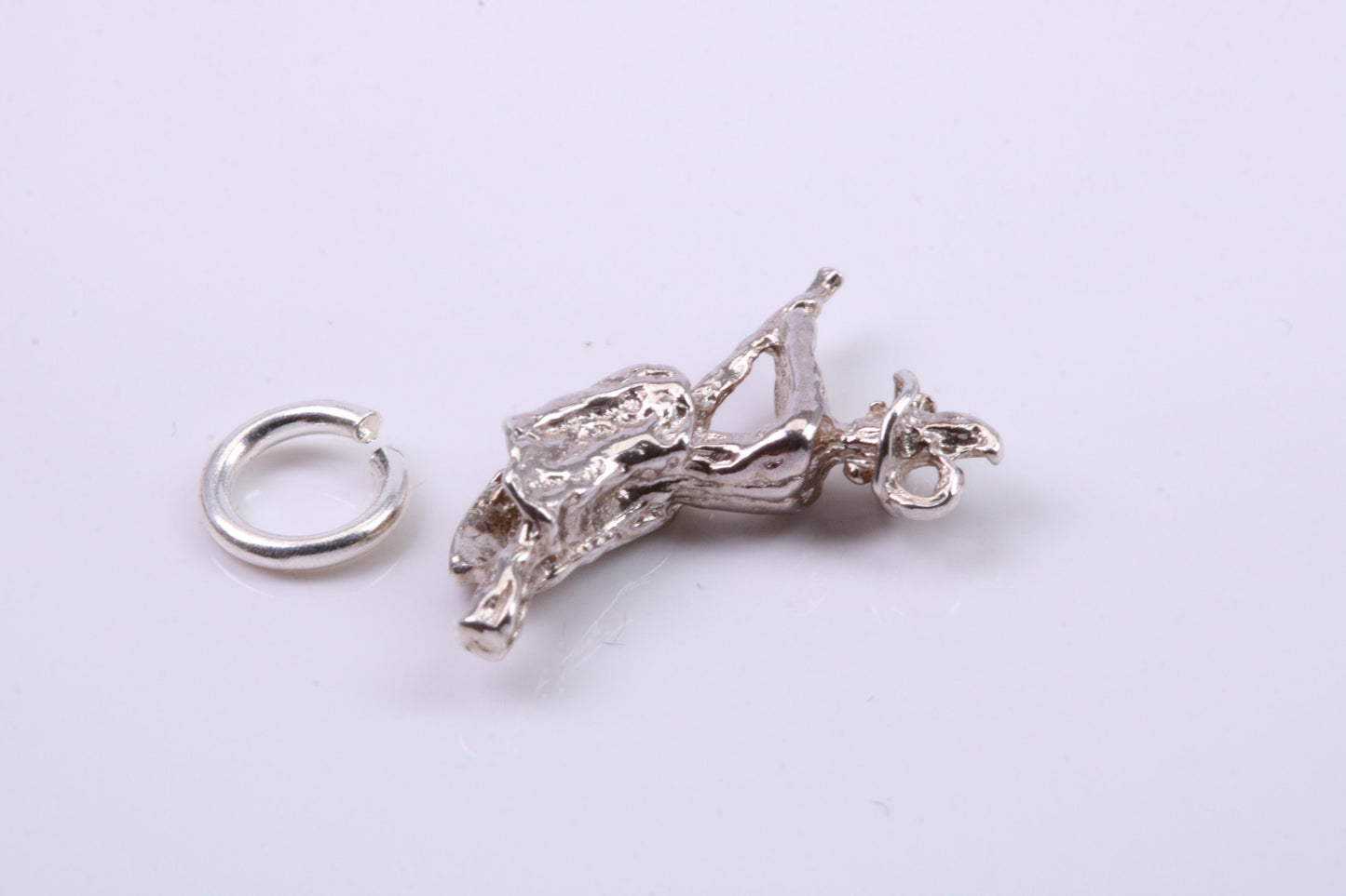Witch on Broom Stick Charm, Traditional Charm, Made from Solid 925 Grade Sterling Silver, Complete with Attachment Link