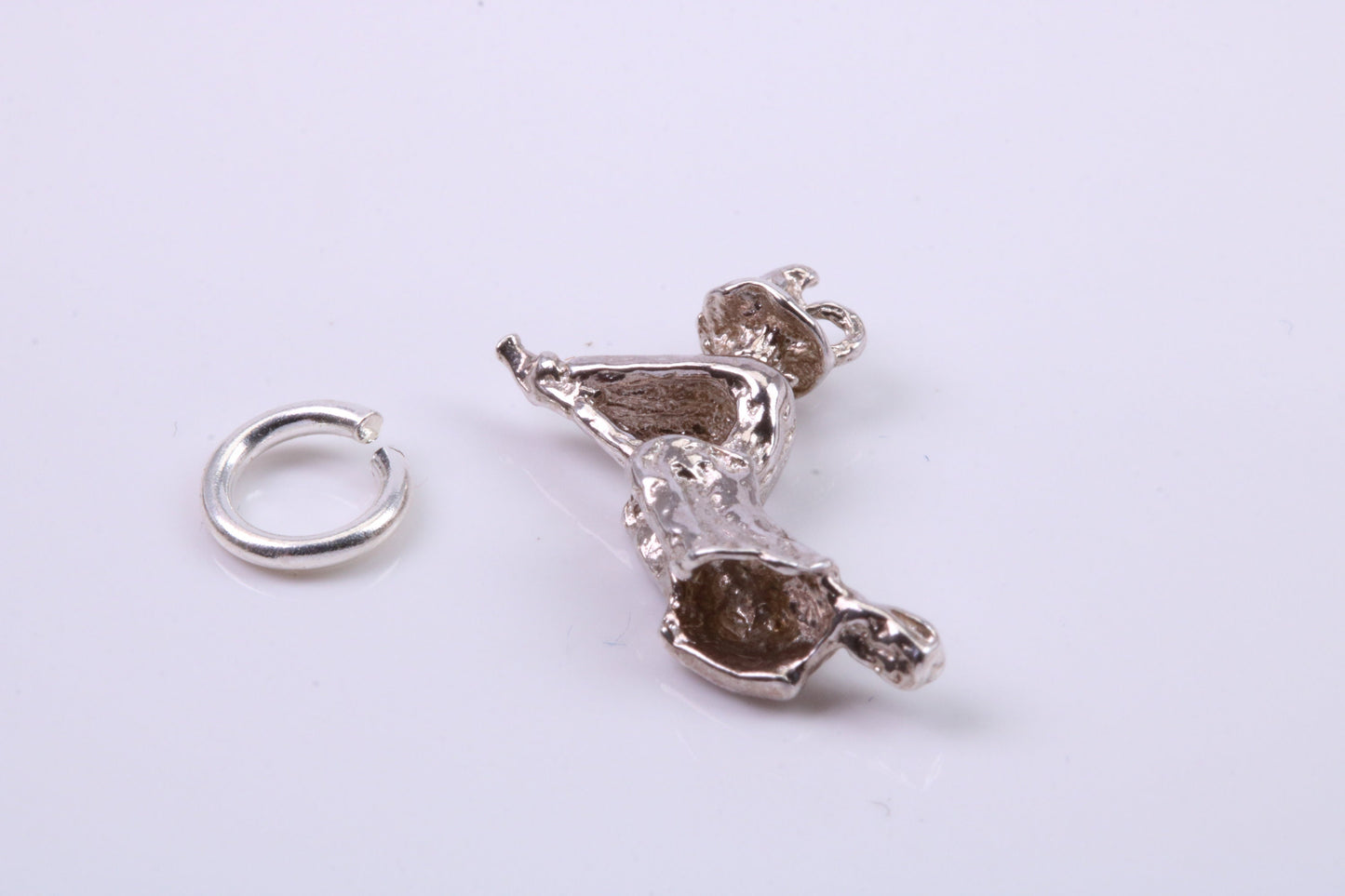 Witch on Broom Stick Charm, Traditional Charm, Made from Solid 925 Grade Sterling Silver, Complete with Attachment Link