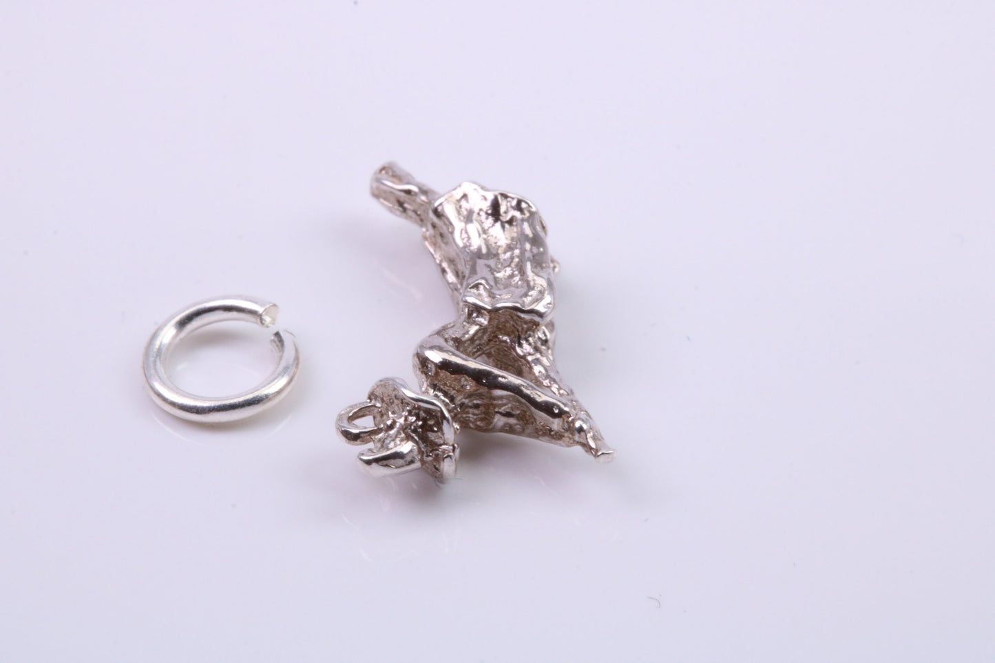 Witch on Broom Stick Charm, Traditional Charm, Made from Solid 925 Grade Sterling Silver, Complete with Attachment Link
