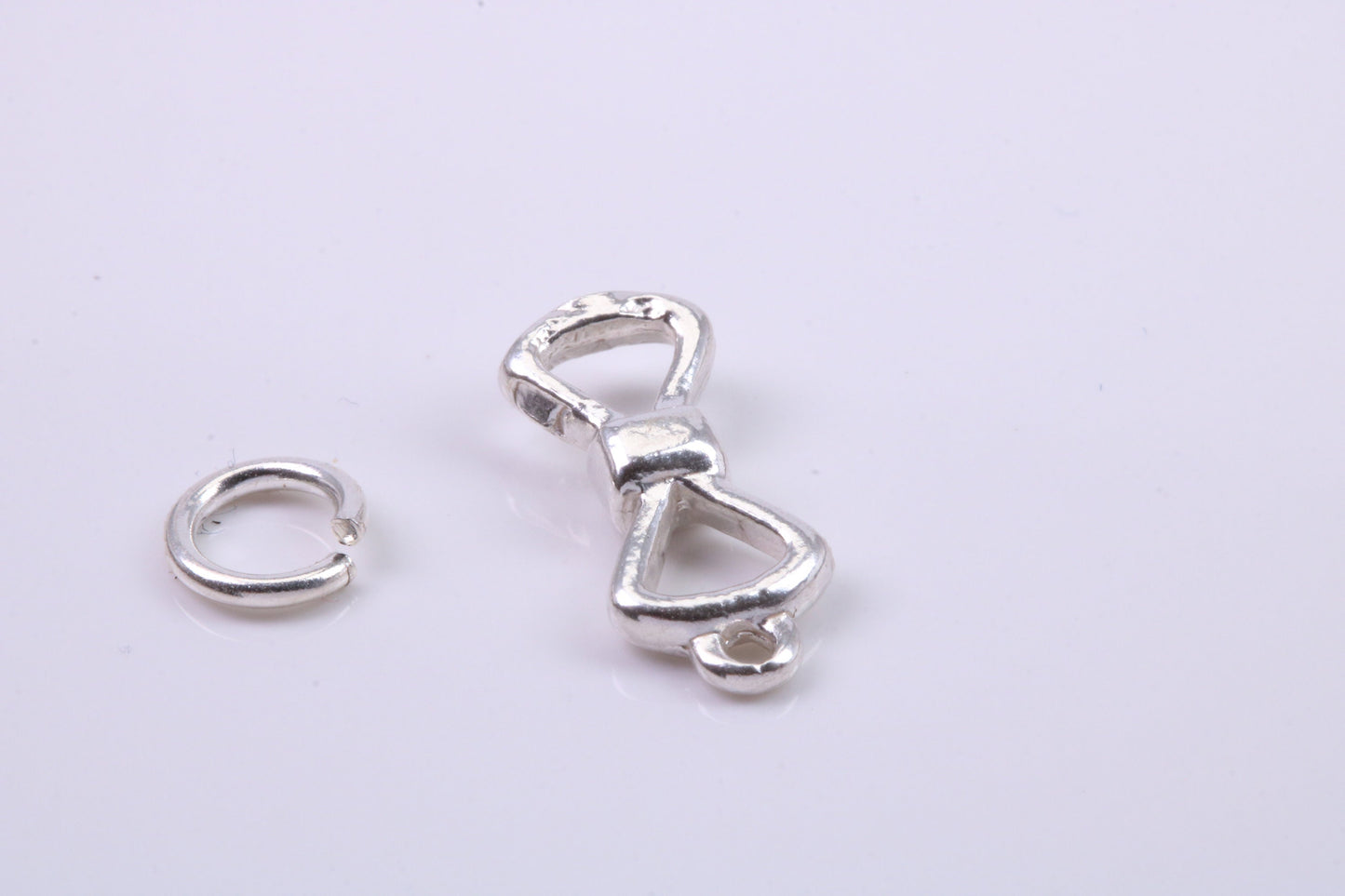 Bow Tie Charm, Traditional Charm, Made from Solid 925 Grade Sterling Silver, Complete with Attachment Link