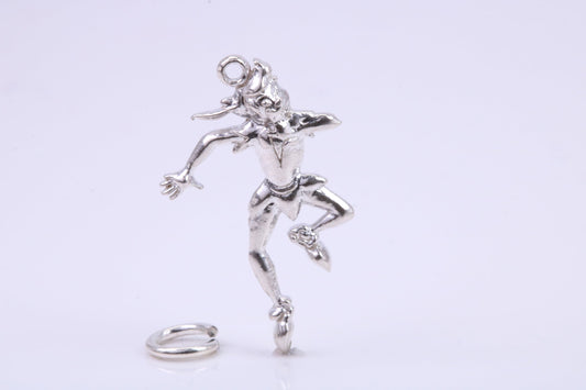 Court Jester Charm, Traditional Charm, Made from Solid 925 Grade Sterling Silver, Complete with Attachment Link