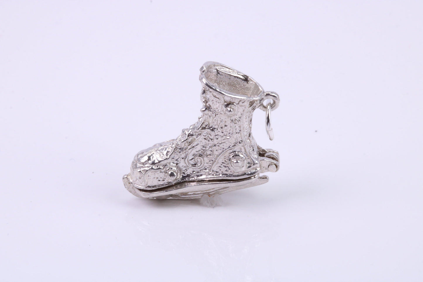Large Ski Boot Charm, Traditional Charm, Made from Solid 925 Grade Sterling Silver, Complete with Attachment Link
