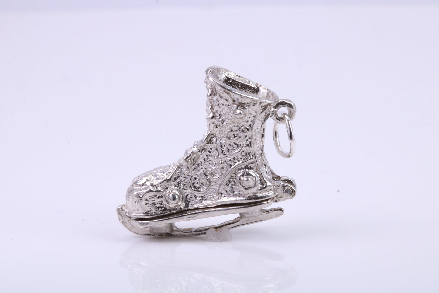 Large Ski Boot Charm, Traditional Charm, Made from Solid 925 Grade Sterling Silver, Complete with Attachment Link