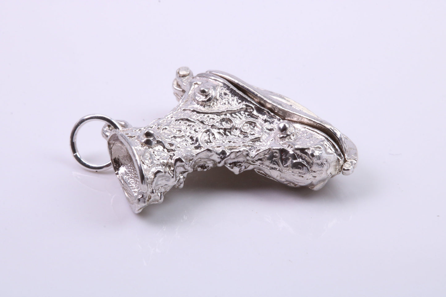 Large Ski Boot Charm, Traditional Charm, Made from Solid 925 Grade Sterling Silver, Complete with Attachment Link