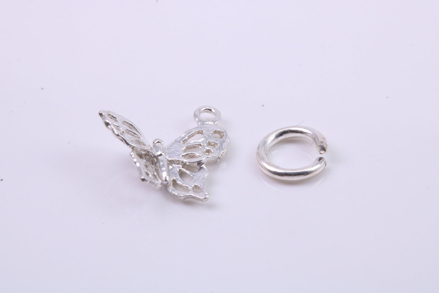 Butterfly Charm, Traditional Charm, Made from Solid 925 Grade Sterling Silver, Complete with Attachment Link