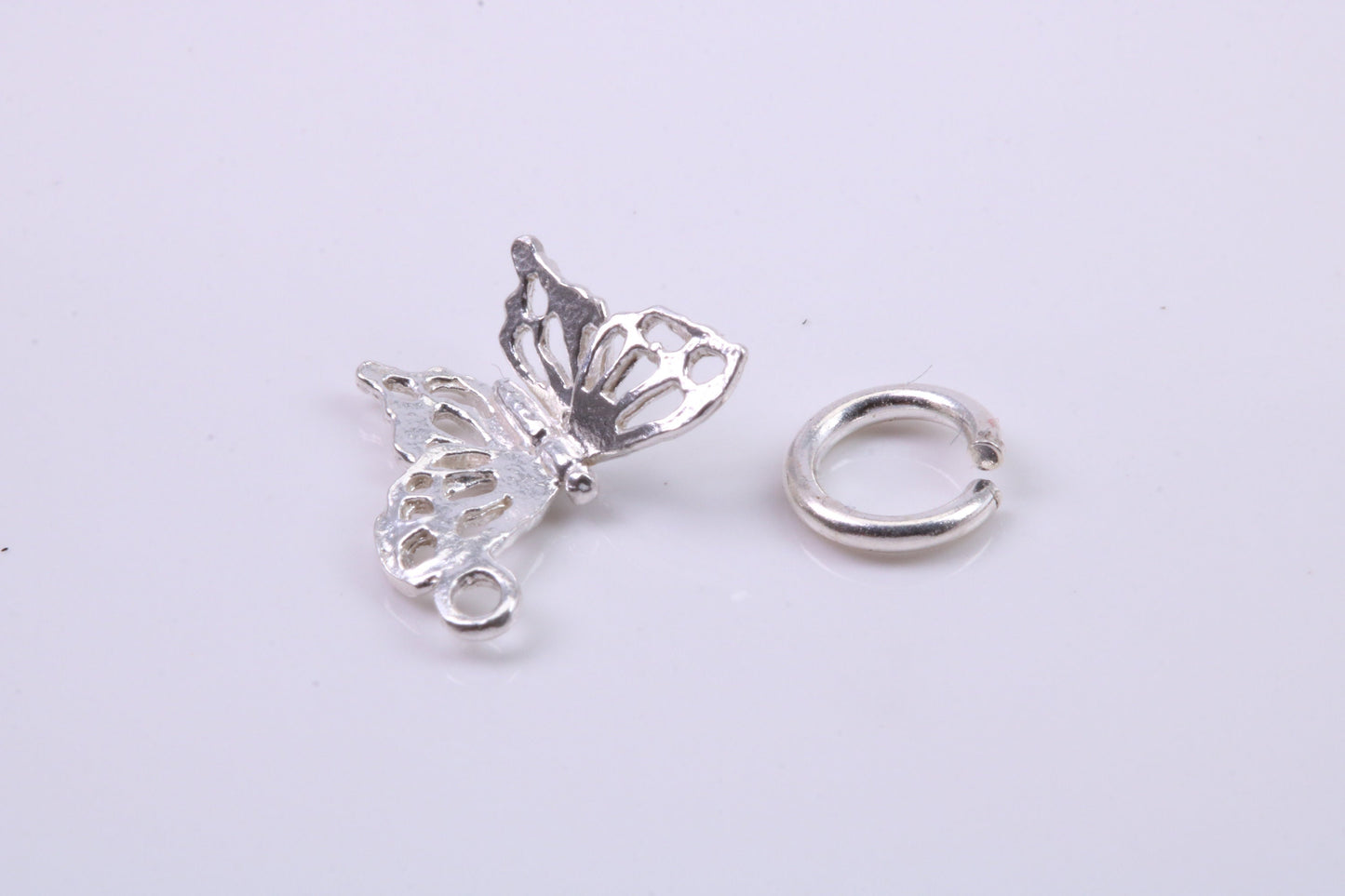 Butterfly Charm, Traditional Charm, Made from Solid 925 Grade Sterling Silver, Complete with Attachment Link