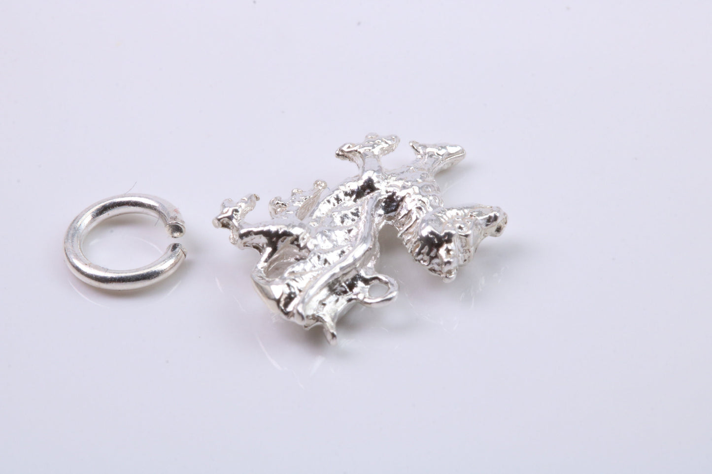 Welsh Dragon Charm, Traditional Charm, Made from Solid 925 Grade Sterling Silver, Complete with Attachment Link
