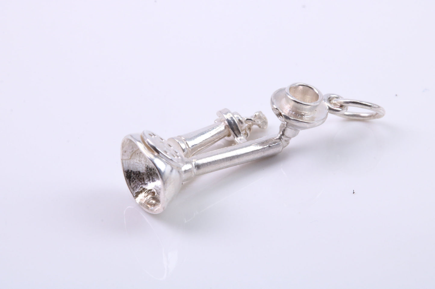 Vintage Phone Charm, Traditional Charm, Made from Solid 925 Grade Sterling Silver, Complete with Attachment Link