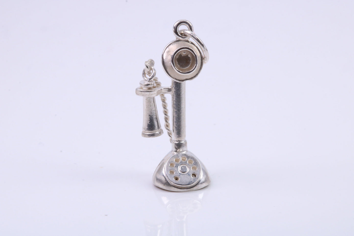 Vintage Phone Charm, Traditional Charm, Made from Solid 925 Grade Sterling Silver, Complete with Attachment Link
