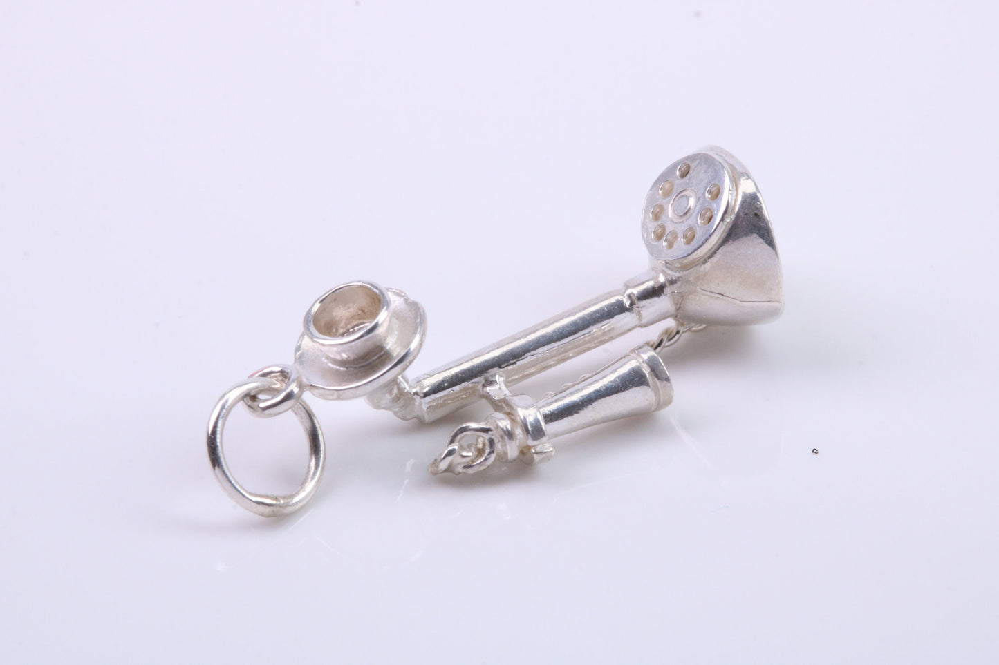 Vintage Phone Charm, Traditional Charm, Made from Solid 925 Grade Sterling Silver, Complete with Attachment Link