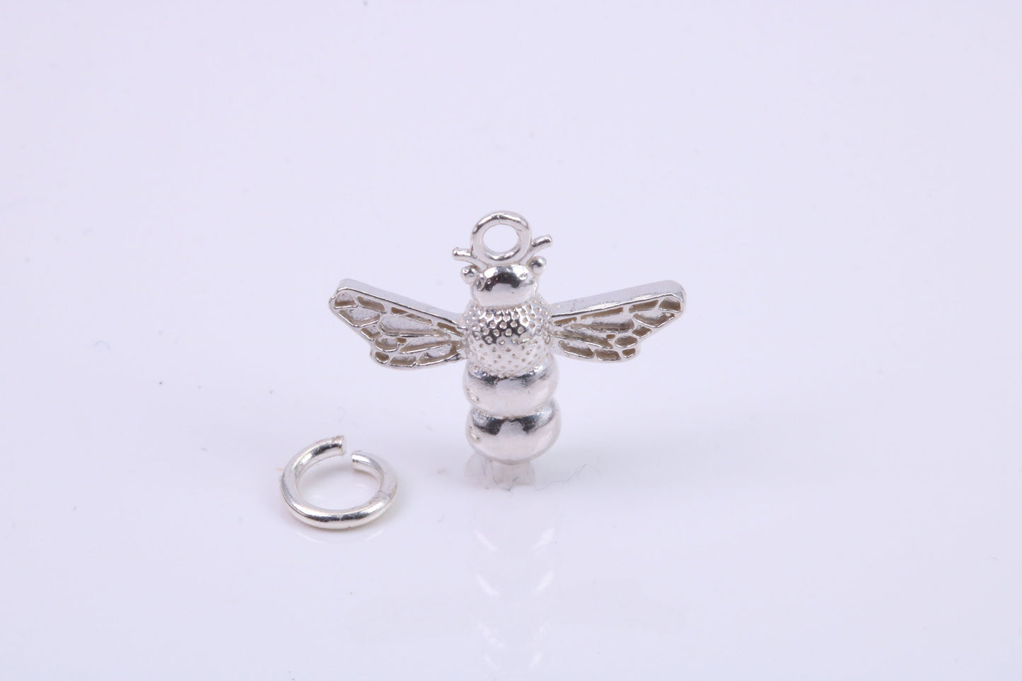 Bumble Bee Charm, Traditional Charm, Made from Solid 925 Grade Sterling Silver, Complete with Attachment Link