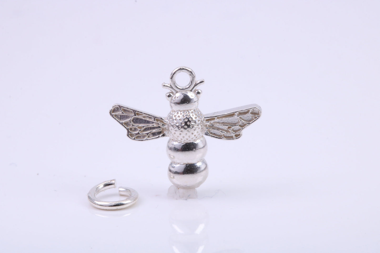 Bumble Bee Charm, Traditional Charm, Made from Solid 925 Grade Sterling Silver, Complete with Attachment Link
