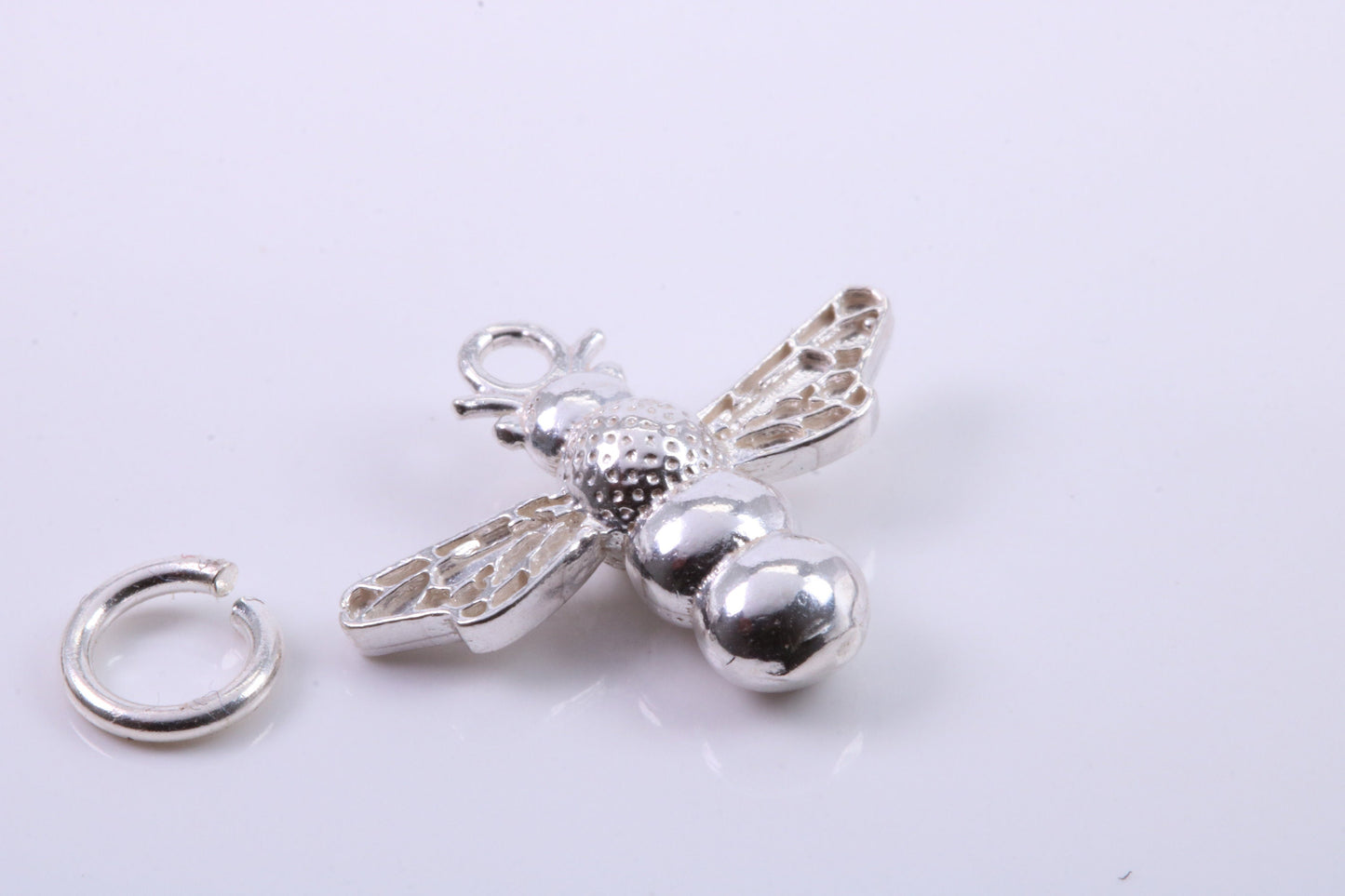 Bumble Bee Charm, Traditional Charm, Made from Solid 925 Grade Sterling Silver, Complete with Attachment Link