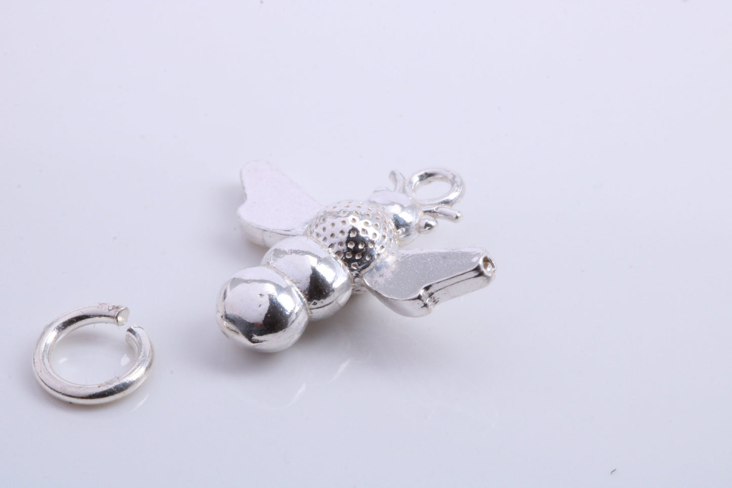 Bumble Bee Charm, Traditional Charm, Made from Solid 925 Grade Sterling Silver, Complete with Attachment Link