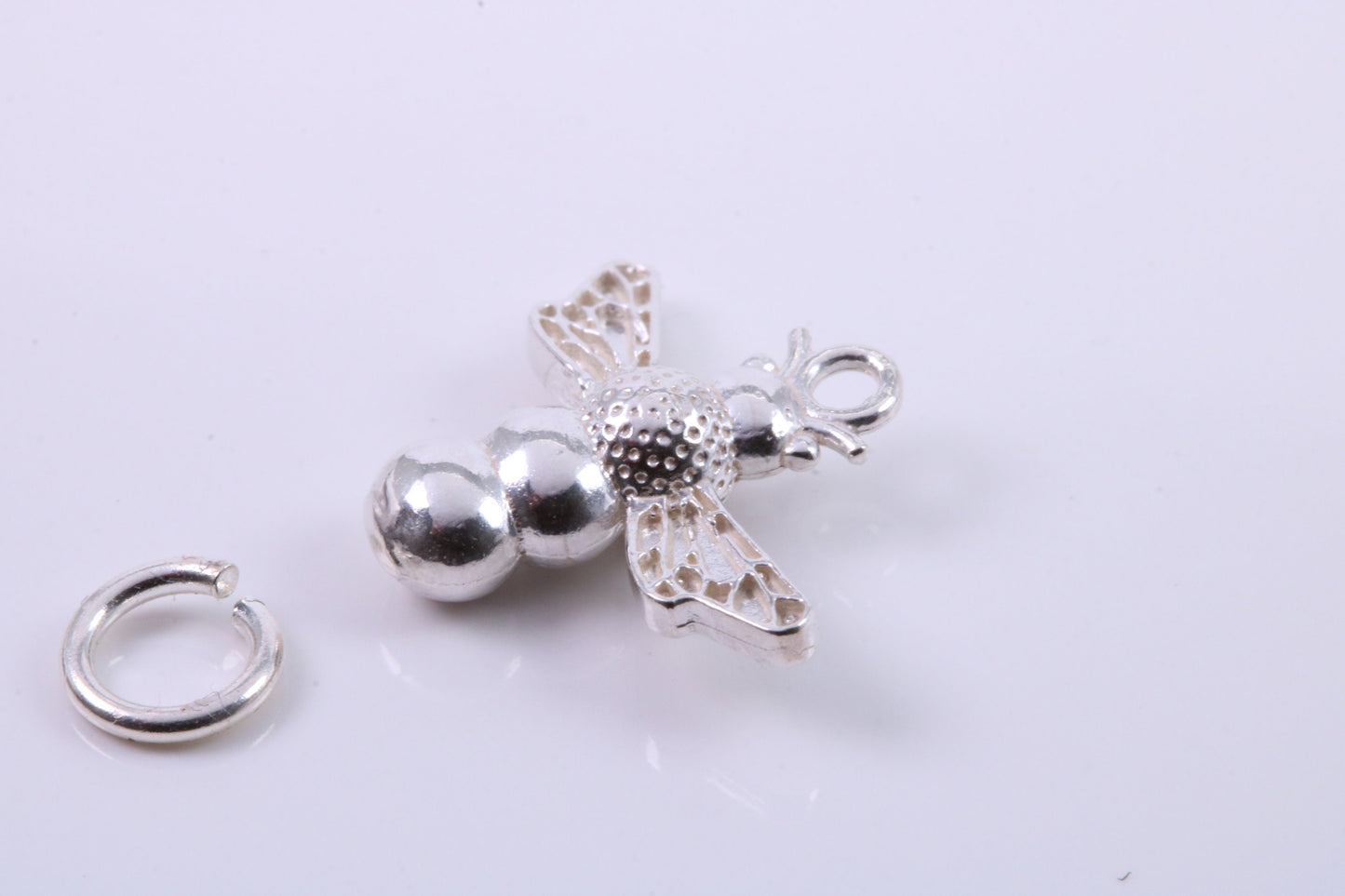Bumble Bee Charm, Traditional Charm, Made from Solid 925 Grade Sterling Silver, Complete with Attachment Link