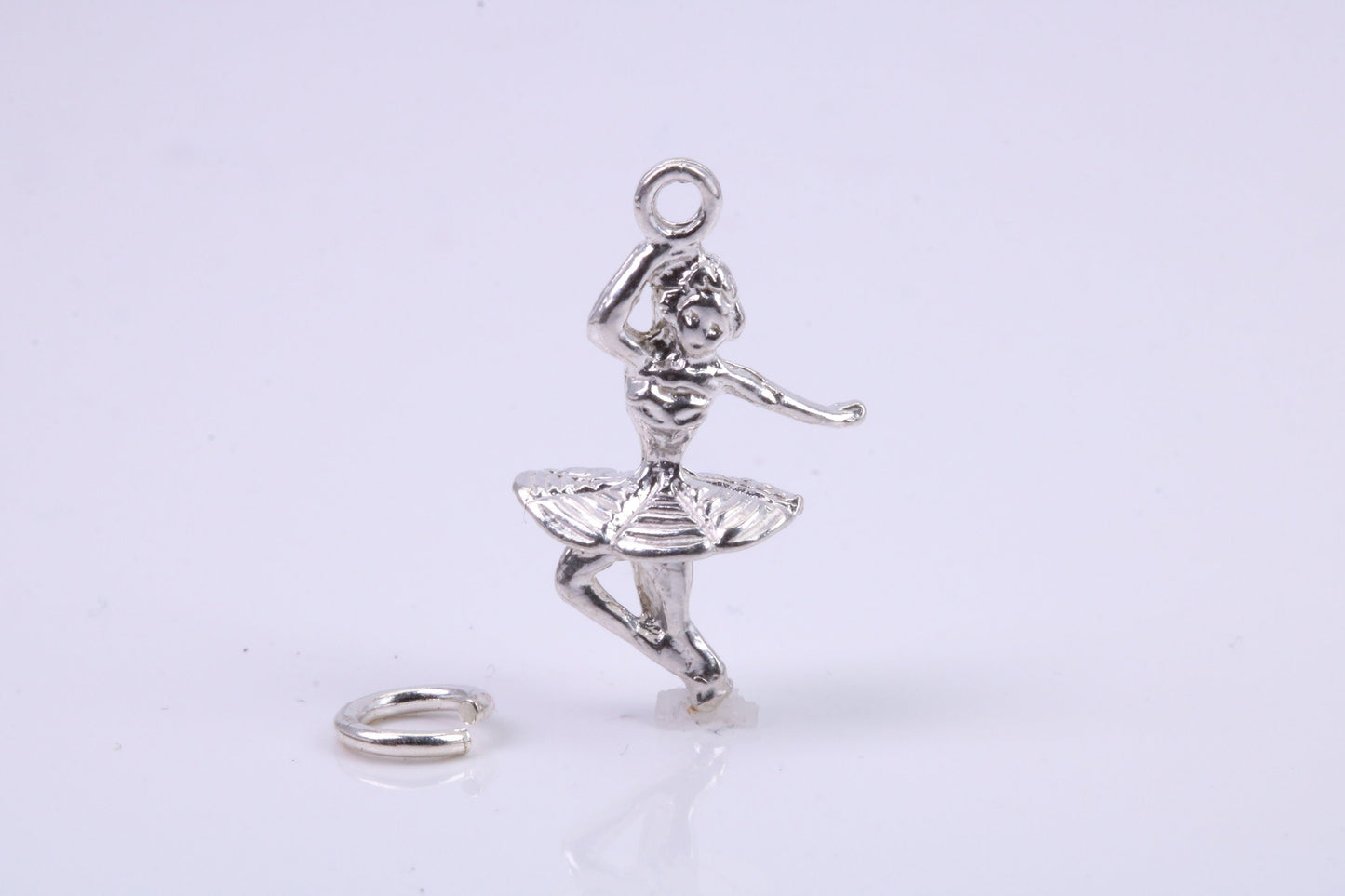Ballerina Charm, Traditional Charm, Made from Solid 925 Grade Sterling Silver, Complete with Attachment Link
