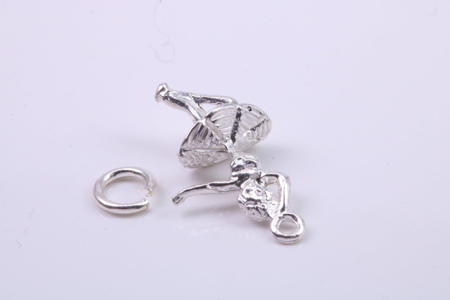 Ballerina Charm, Traditional Charm, Made from Solid 925 Grade Sterling Silver, Complete with Attachment Link