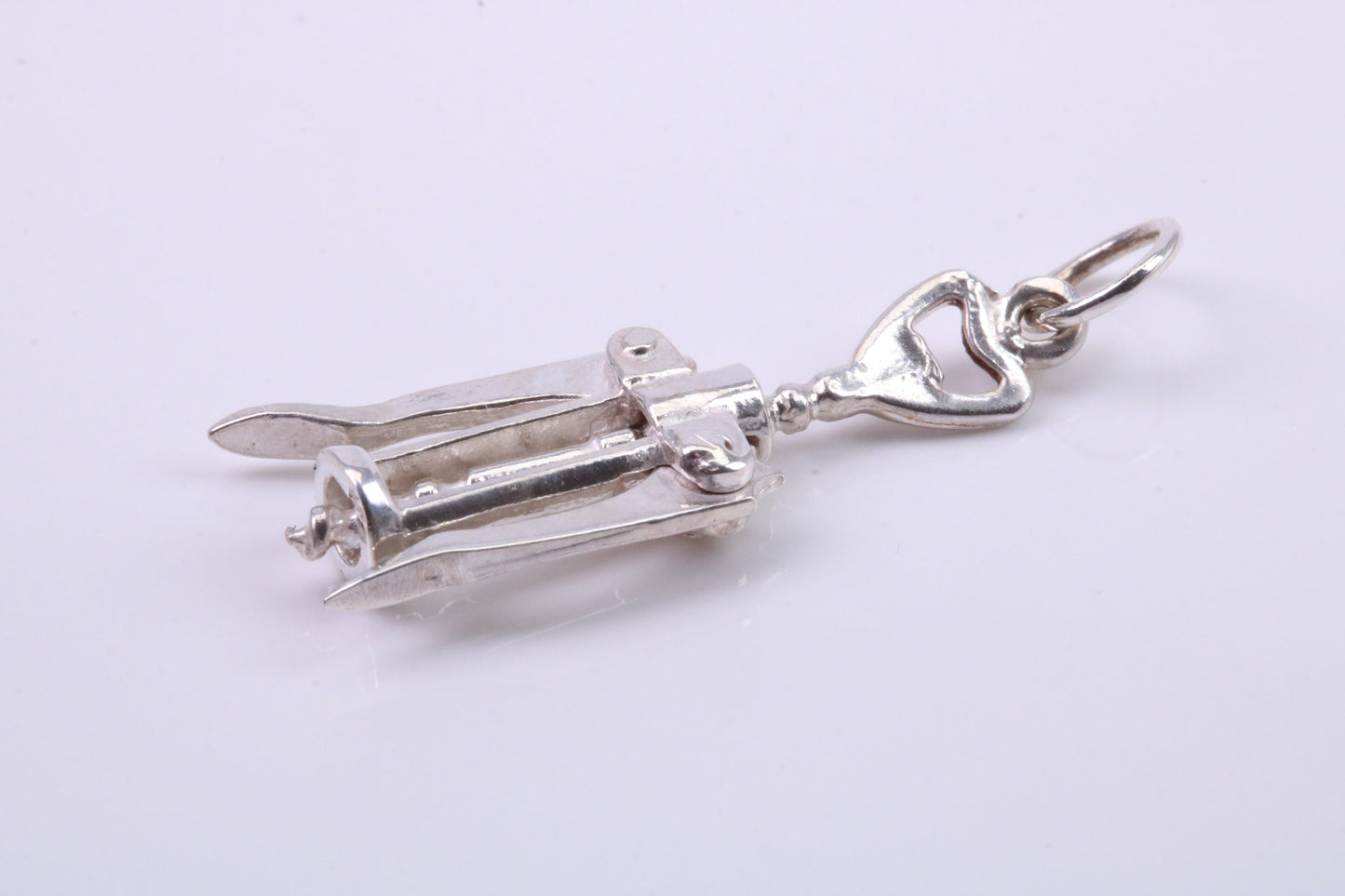 Wine Bottle Opener Charm, Traditional Charm, Made from Solid 925 Grade Sterling Silver, Complete with Attachment Link