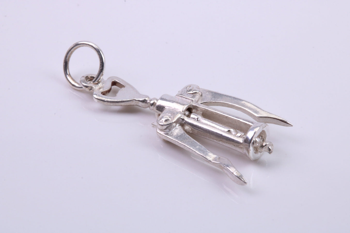 Wine Bottle Opener Charm, Traditional Charm, Made from Solid 925 Grade Sterling Silver, Complete with Attachment Link