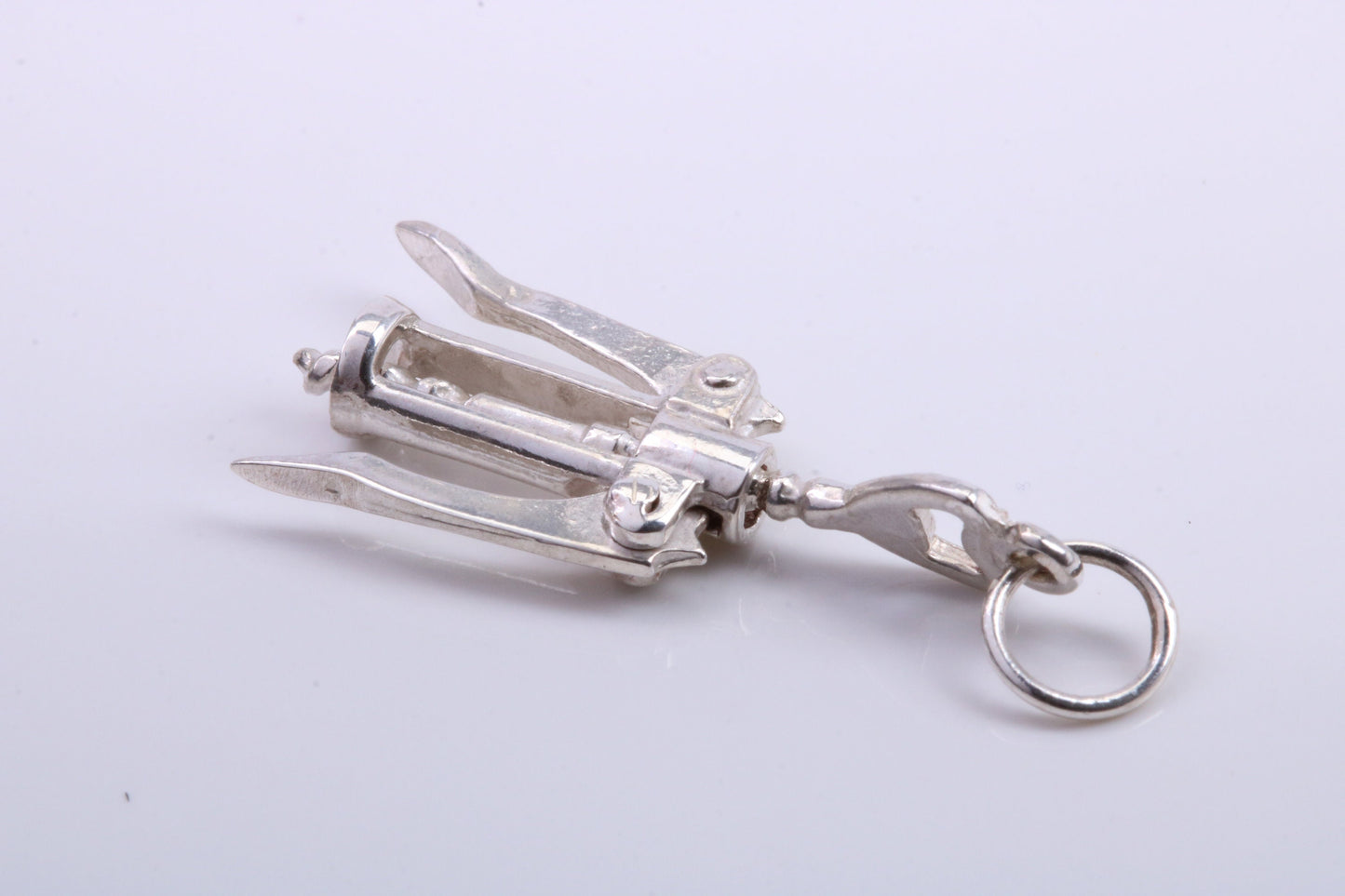 Wine Bottle Opener Charm, Traditional Charm, Made from Solid 925 Grade Sterling Silver, Complete with Attachment Link