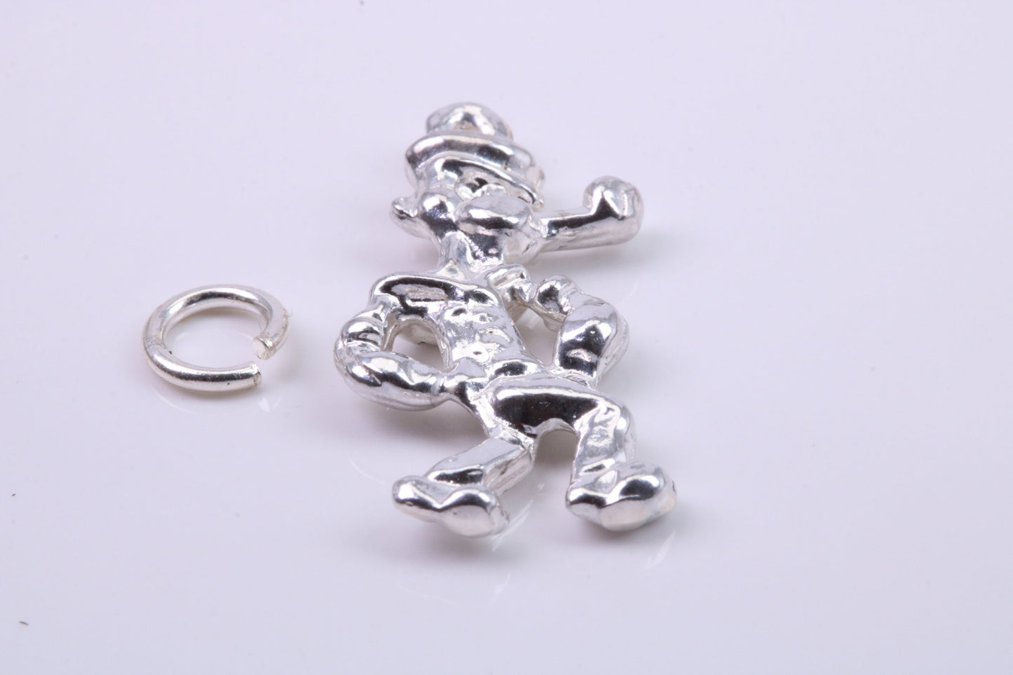 Popeye Charm, Traditional Charm, Made from Solid 925 Grade Sterling Silver, Complete with Attachment Link
