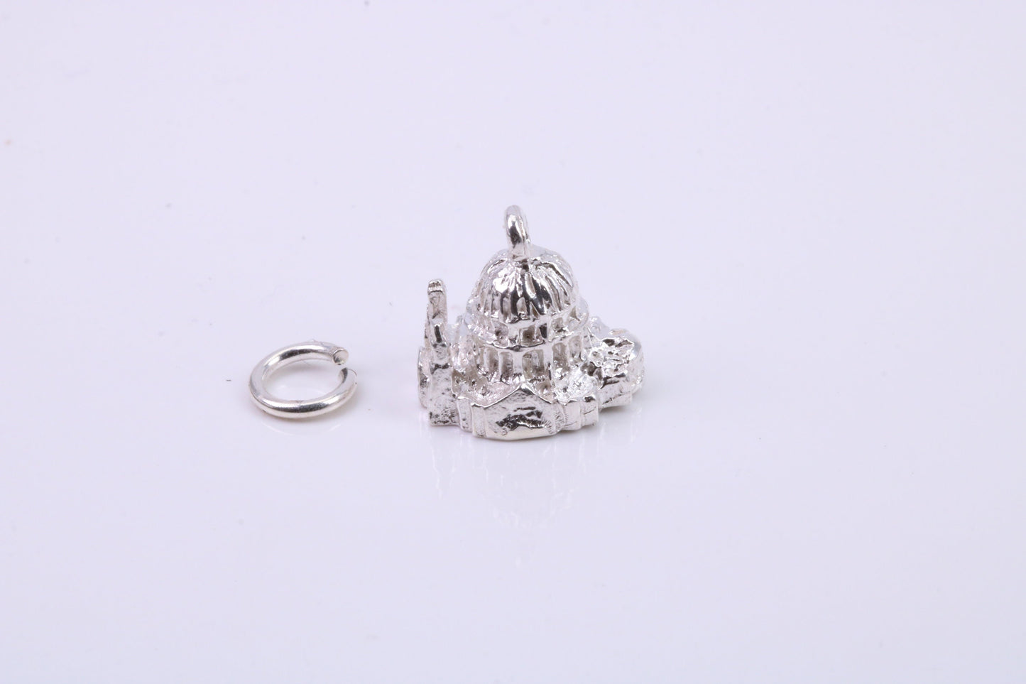 Domed Cathedral Charm, Traditional Charm, Made from Solid 925 Grade Sterling Silver, Complete with Attachment Link