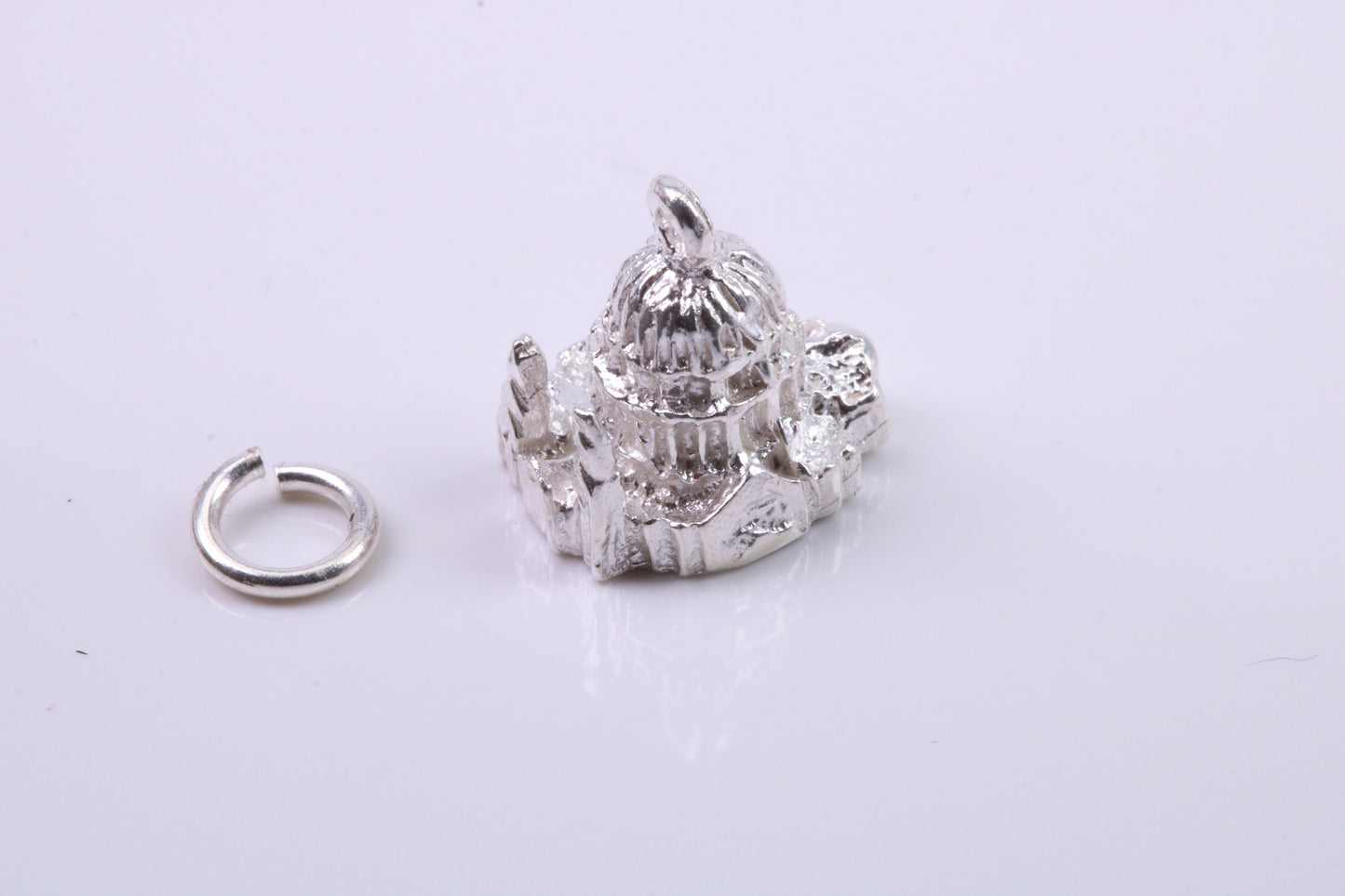 Domed Cathedral Charm, Traditional Charm, Made from Solid 925 Grade Sterling Silver, Complete with Attachment Link