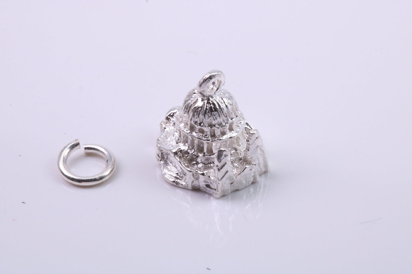 Domed Cathedral Charm, Traditional Charm, Made from Solid 925 Grade Sterling Silver, Complete with Attachment Link