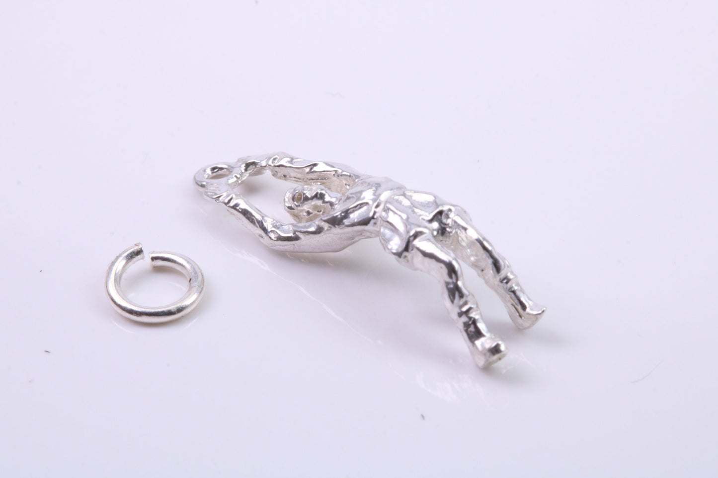 Volley Ball Player Charm, Traditional Charm, Made from Solid 925 Grade Sterling Silver, Complete with Attachment Link