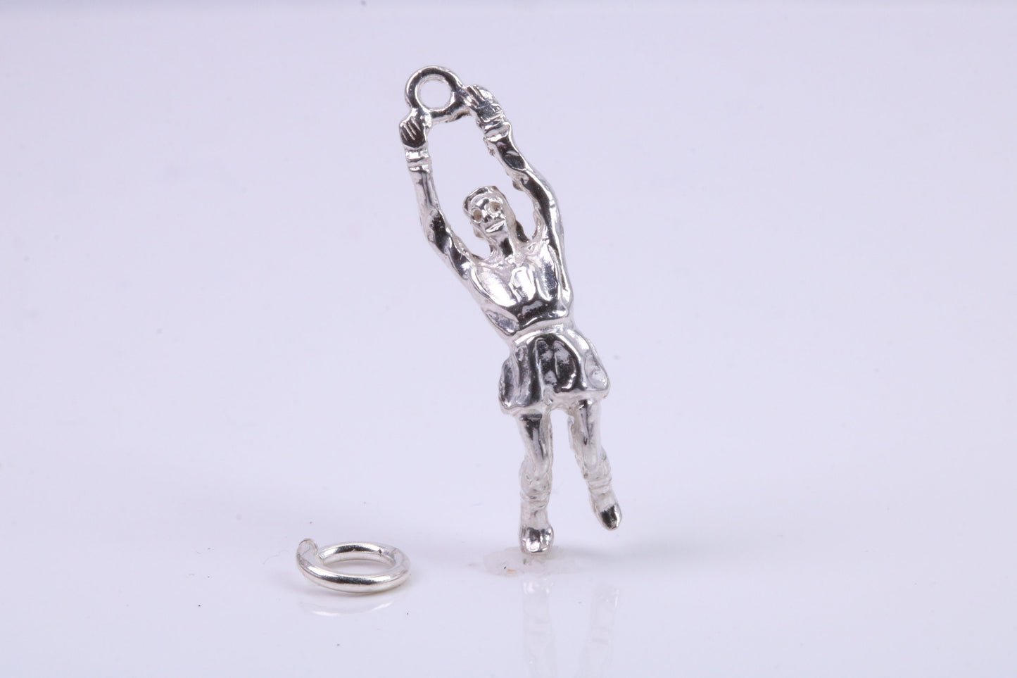 Volley Ball Player Charm, Traditional Charm, Made from Solid 925 Grade Sterling Silver, Complete with Attachment Link