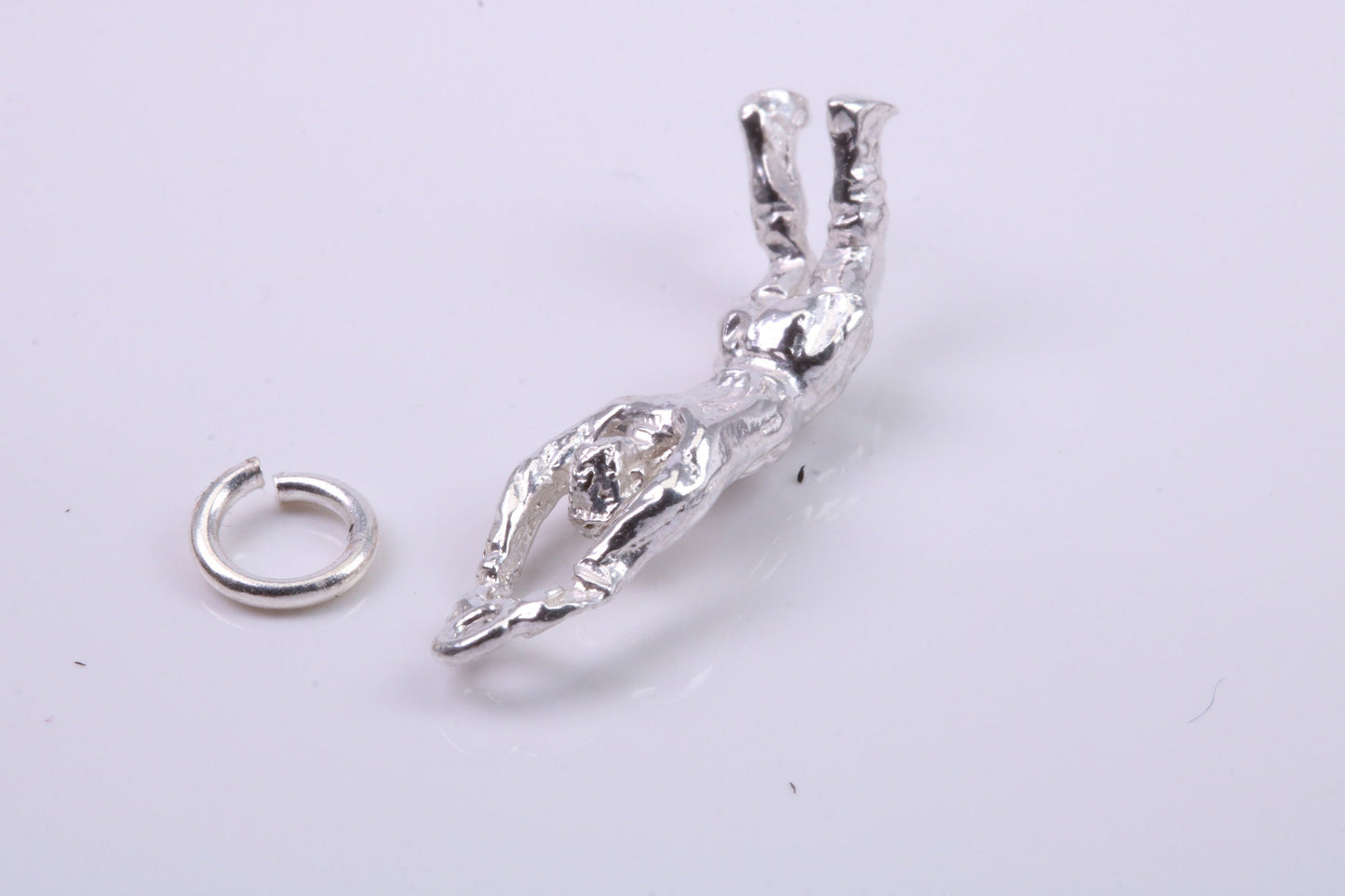 Volley Ball Player Charm, Traditional Charm, Made from Solid 925 Grade Sterling Silver, Complete with Attachment Link