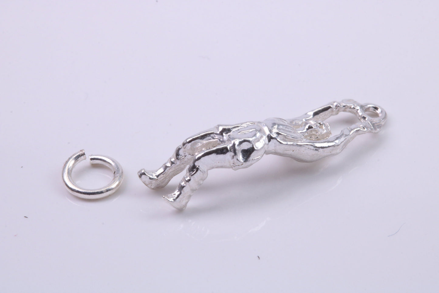 Volley Ball Player Charm, Traditional Charm, Made from Solid 925 Grade Sterling Silver, Complete with Attachment Link