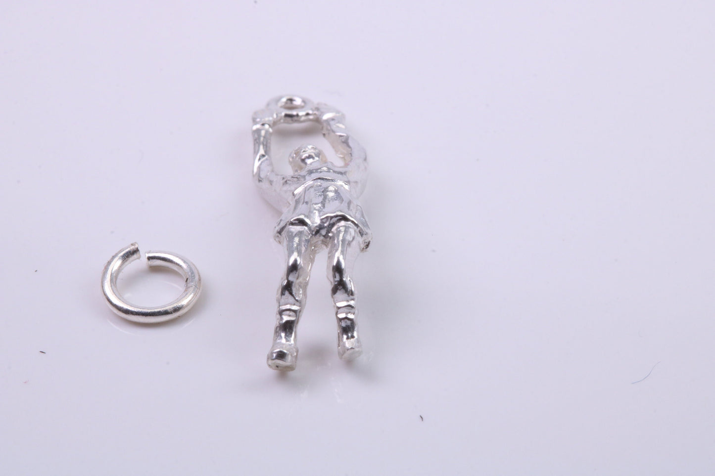 Volley Ball Player Charm, Traditional Charm, Made from Solid 925 Grade Sterling Silver, Complete with Attachment Link