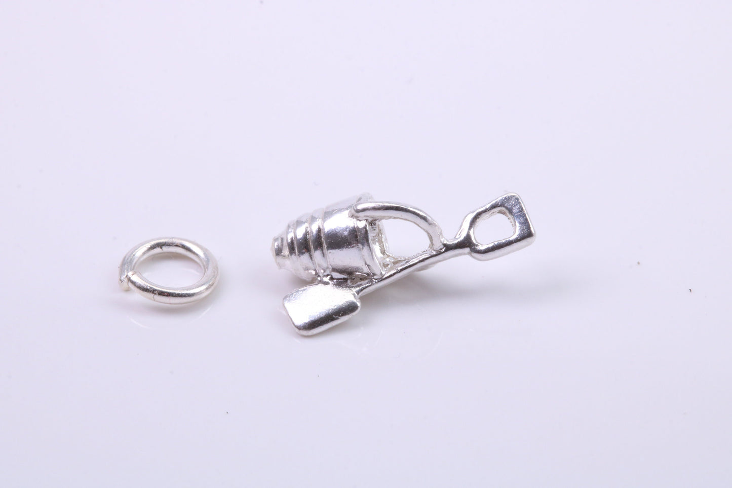 Bucket and Spade Charm, Traditional Charm, Made from Solid 925 Grade Sterling Silver, Complete with Attachment Link