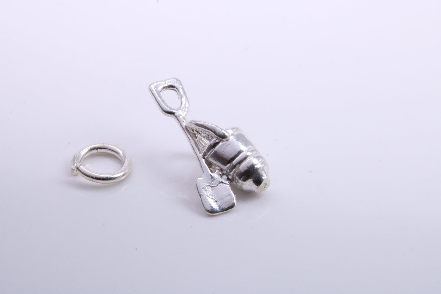 Bucket and Spade Charm, Traditional Charm, Made from Solid 925 Grade Sterling Silver, Complete with Attachment Link