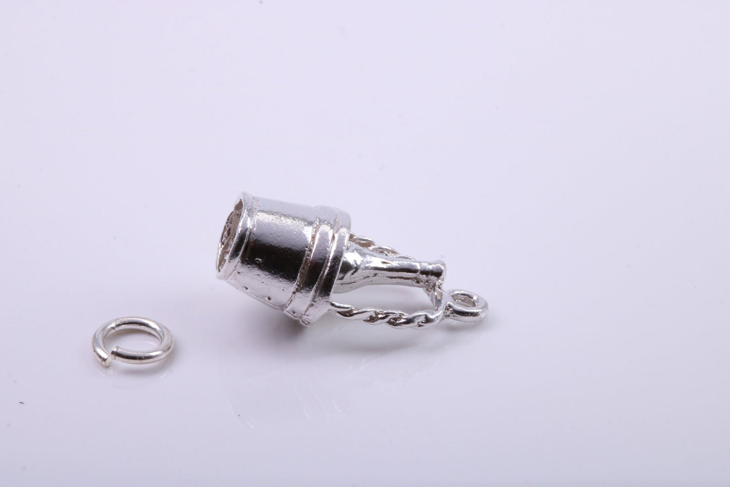 Champagne Bucket Charm, Traditional Charm, Made from Solid 925 Grade Sterling Silver, Complete with Attachment Link