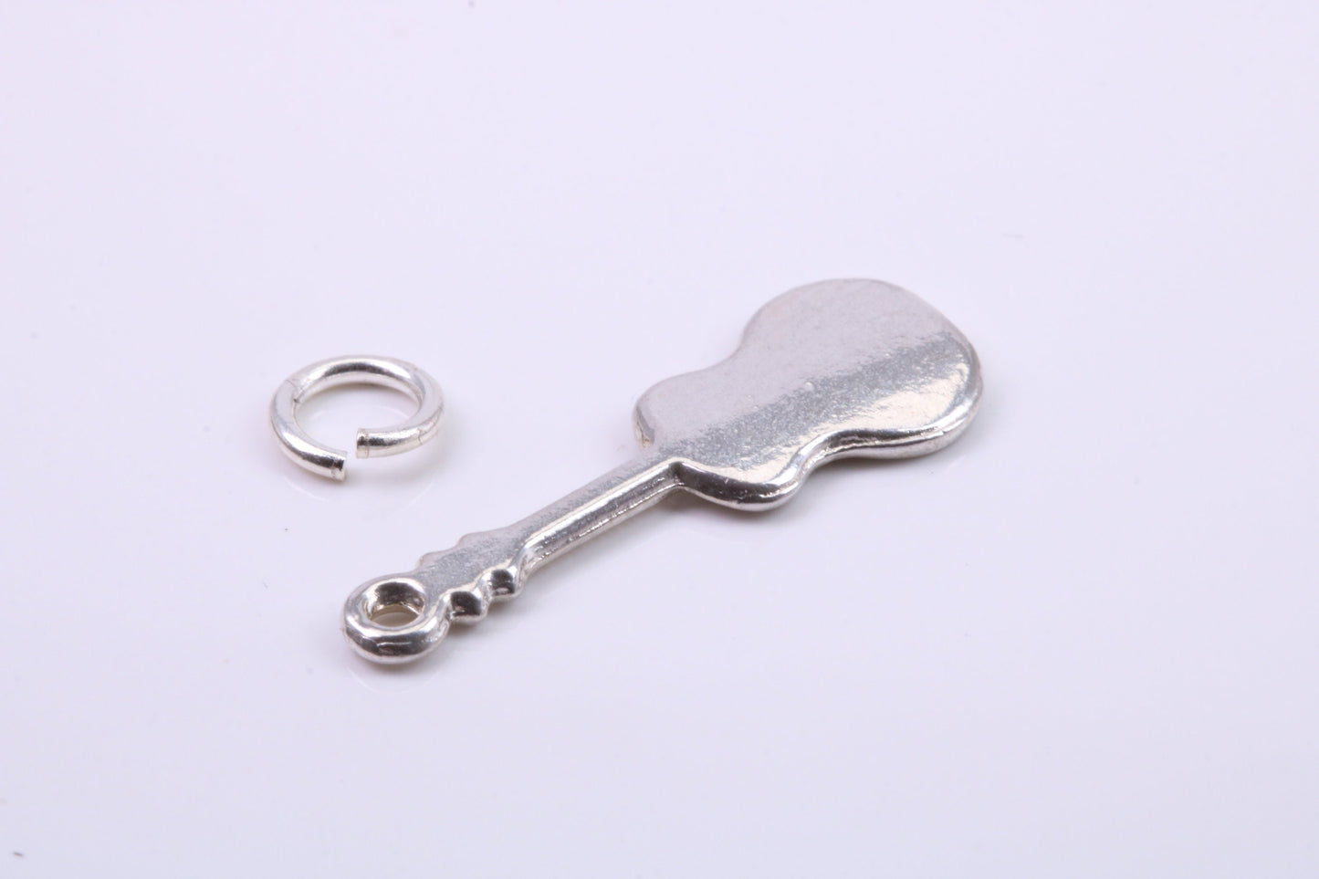 Guitar Charm, Traditional Charm, Made from Solid 925 Grade Sterling Silver, Complete with Attachment Link